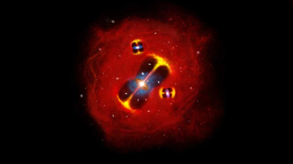 Something was pumping enormous energy into a young galaxy cluster